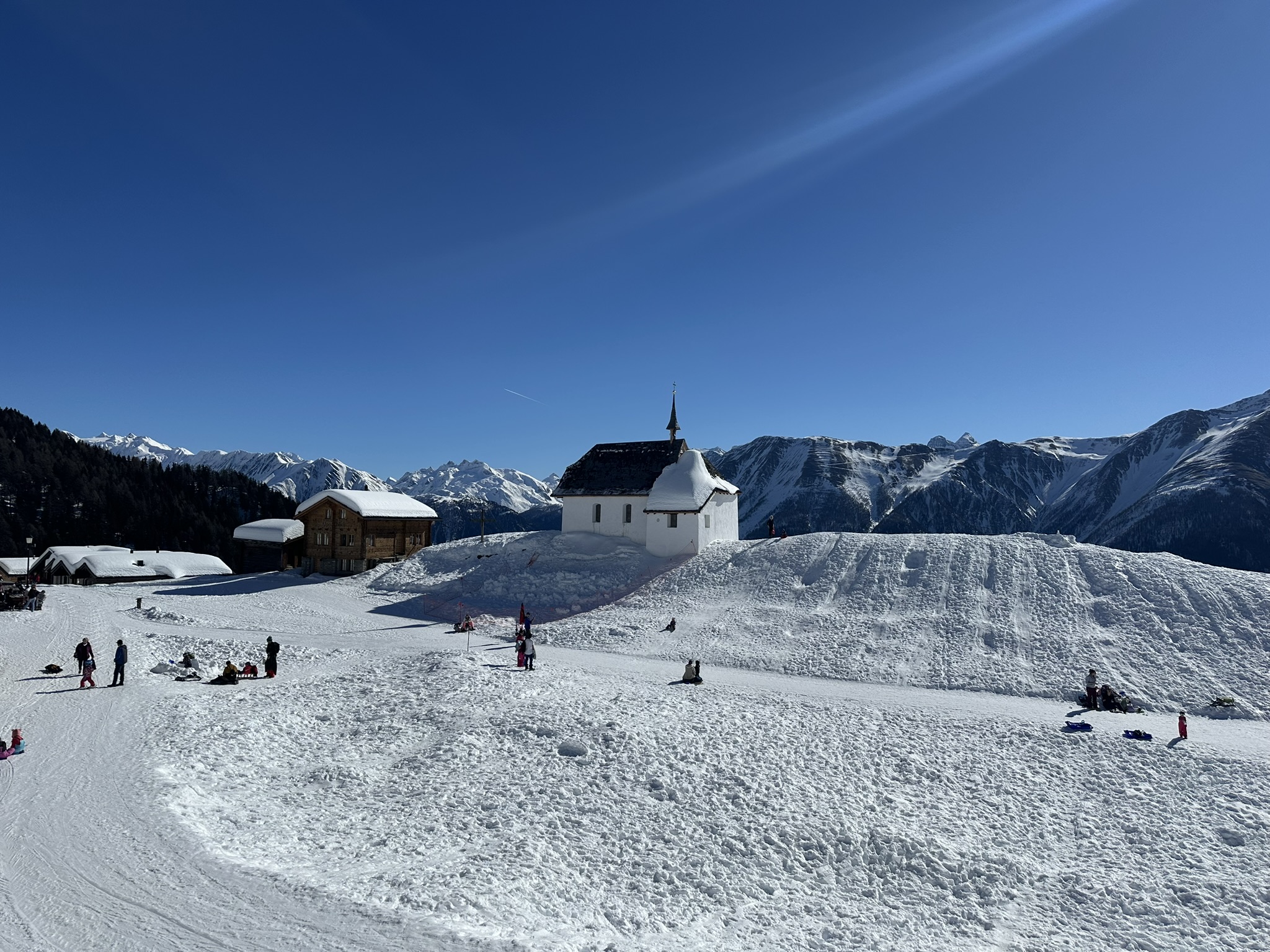 Snowy village on the winter route