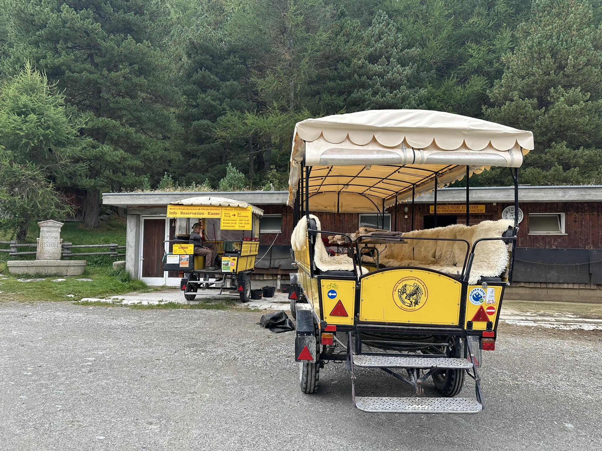 Horse carriage in Val Roseg