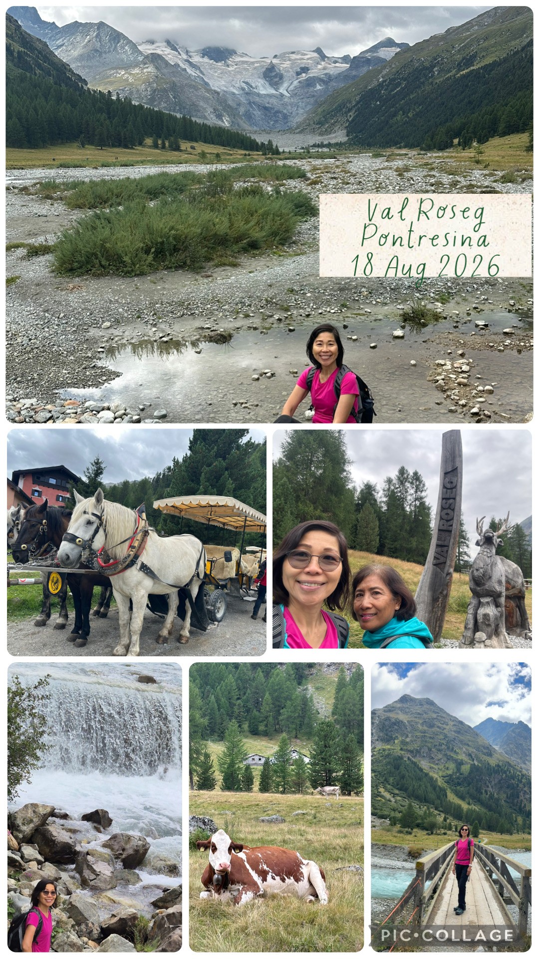 Val Roseg hike collage
